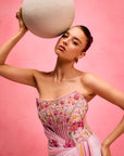 Pink Sorbet Corset Draped Gown