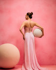 Pink Sorbet Corset Draped Gown