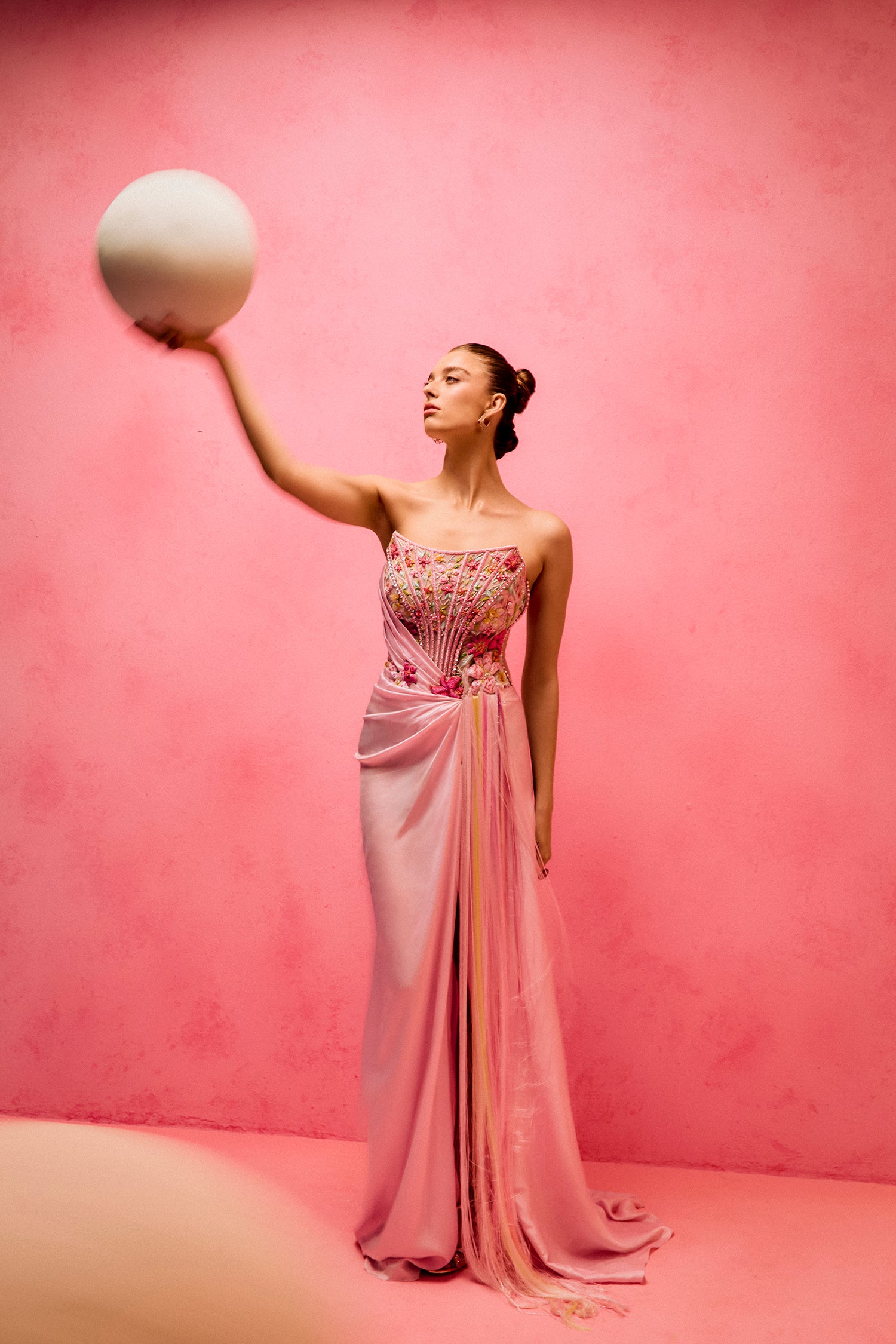 Pink Sorbet Corset Draped Gown