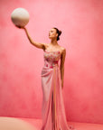Pink Sorbet Corset Draped Gown