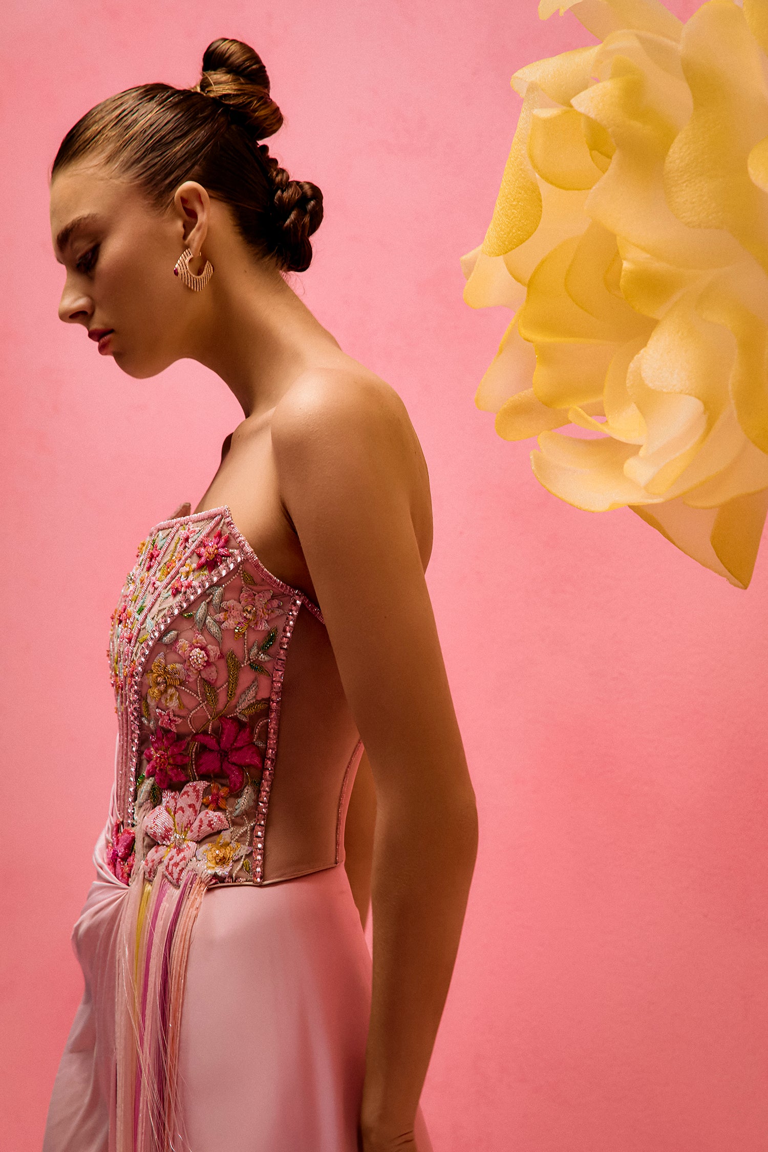 Pink Sorbet Corset Draped Gown