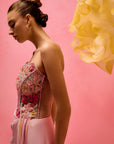 Pink Sorbet Corset Draped Gown