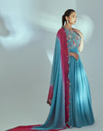 Green Ombre Anarkali Set with Sequin Embroidered Yoke