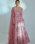 Mint Green & Aqua Blue Embroidered Cotton Silk Anarkali Set
