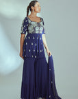 Intricately Sequin Embroidered Ombre Anarkali with Pleated Flare