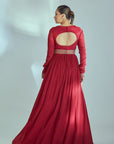 Sequin Embroidered Ombre Georgette Anarkali Gown in Green