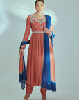 Sequin Embroidered Ombre Flare Anarkali Set - Georgette Crepe