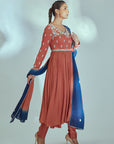 Sequin Embroidered Ombre Flare Anarkali Set - Georgette Crepe