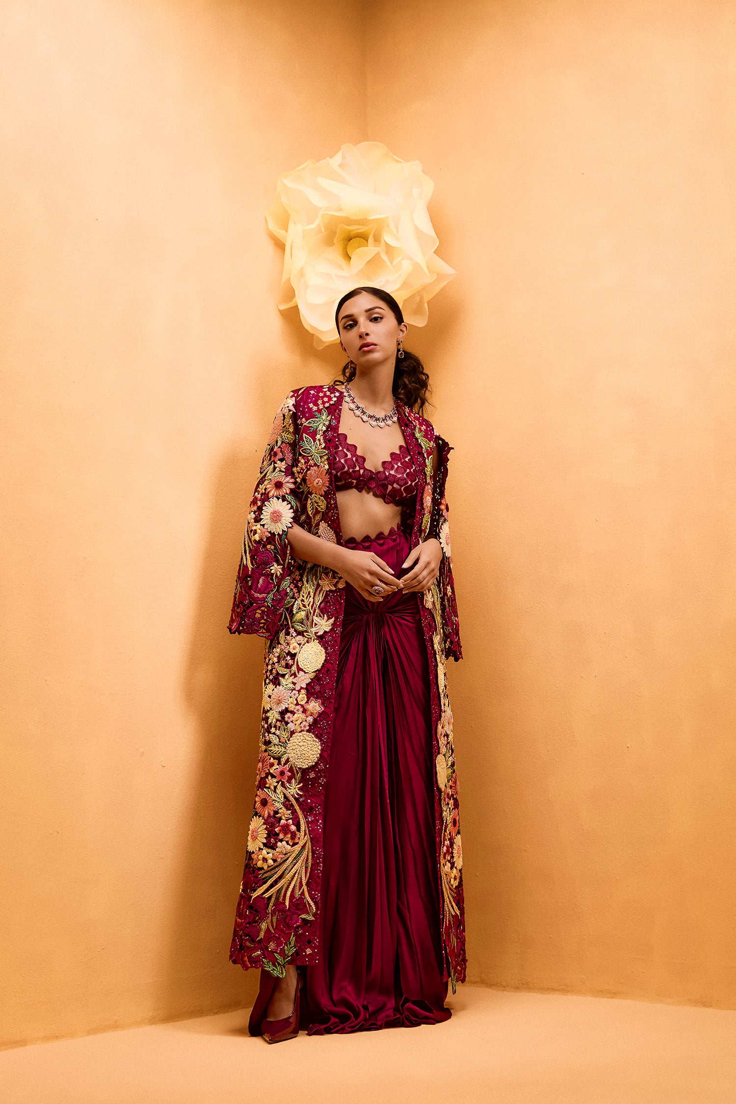 Enhanted Garden White- Corseted Belt Drape Set