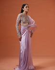 Rekha Front Knot Skirt With Drape And Blouse