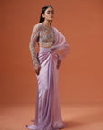Rekha Front Knot Skirt With Drape And Blouse