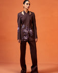Doja Cat Brown Halter Jacket With Back Knot Bootleg Pants