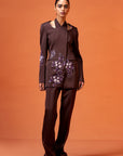 Doja Cat Brown Halter Jacket With Back Knot Bootleg Pants