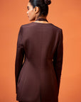 Doja Cat Brown Halter Jacket With Back Knot Bootleg Pants
