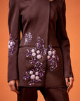 Doja Cat Brown Halter Jacket With Back Knot Bootleg Pants