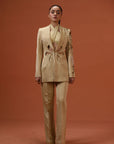 Terracotta Cut Out Blazer Pant Set