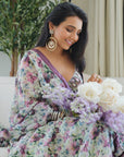 Violet African Floral Lehenga Set (Set Of 3)
