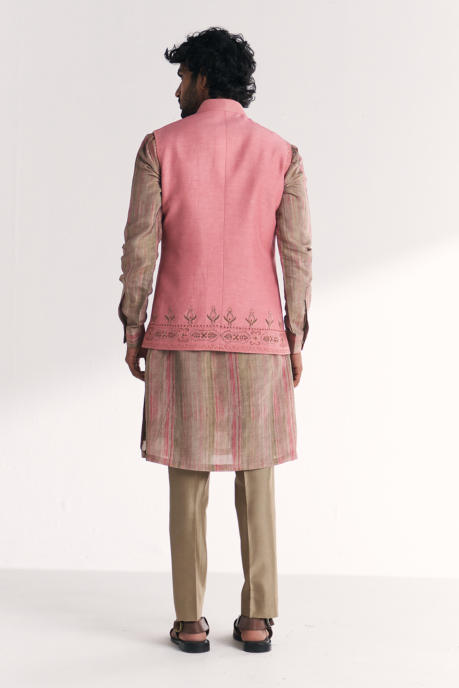 Dino Pink Nehru Jacket Set