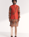 Chandan Tangerine Nehru Jacket Set