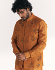 Mahwar Mustard Nehru Jacket Set