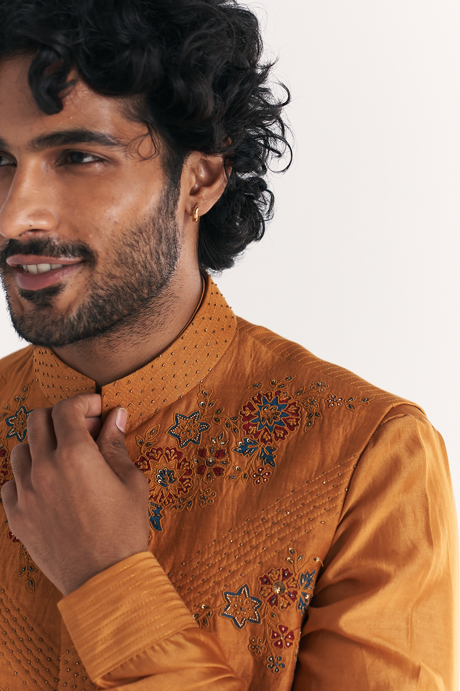 Mahwar Mustard Nehru Jacket Set