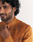 Mahwar Mustard Nehru Jacket Set