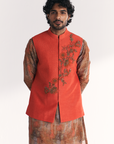 Chandan Tangerine Nehru Jacket Set