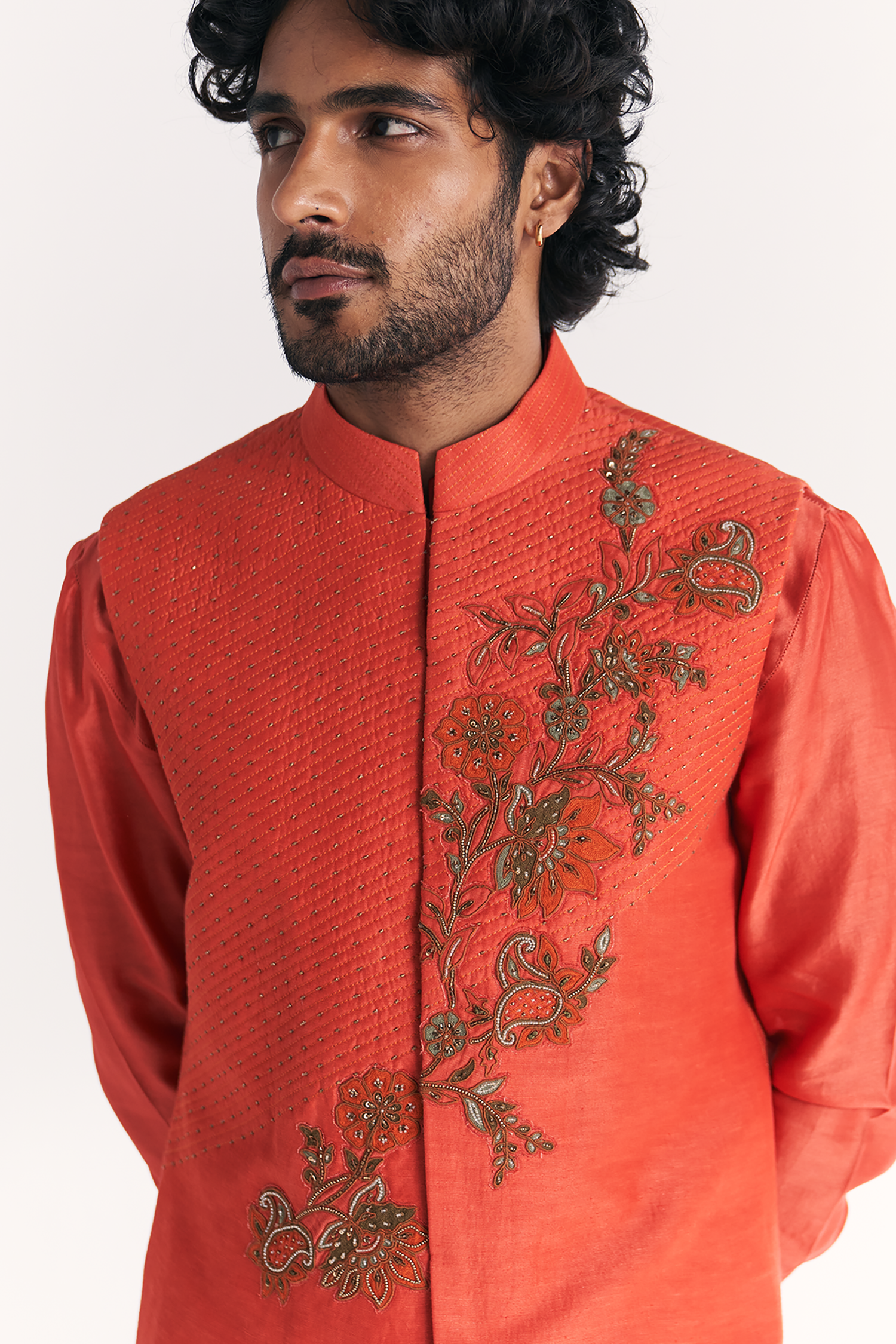 Rawal Tangerine Nehru Jacket Set