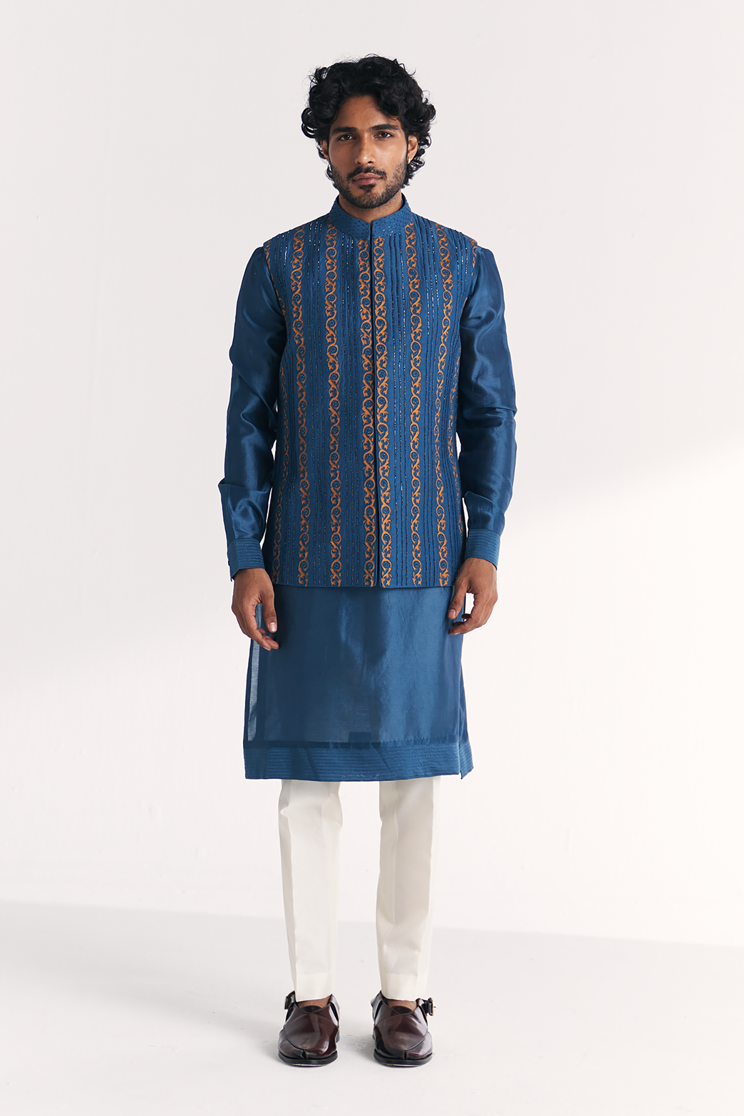 Shahid Blue Nehru Jacket Set
