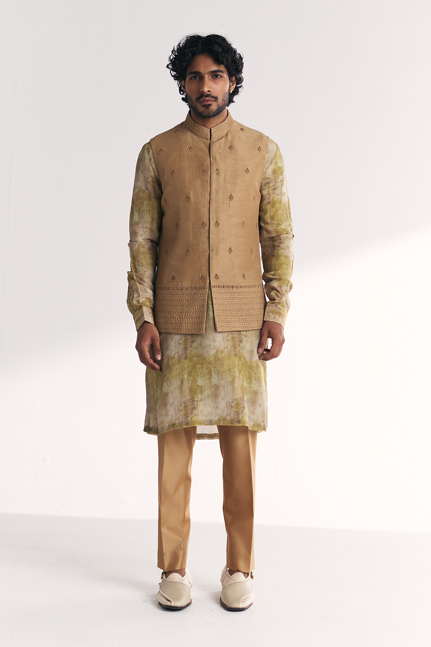 Dilawar Green Nehru Jacket Set