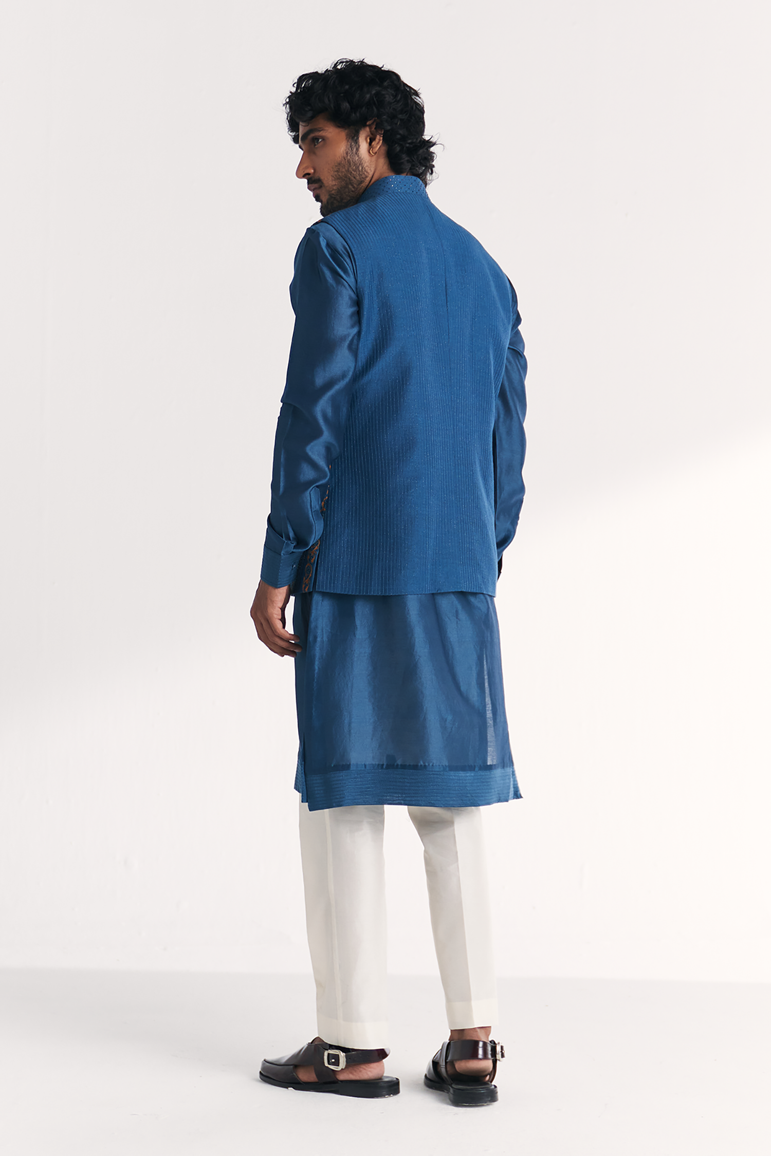 Shahid Blue Nehru Jacket Set