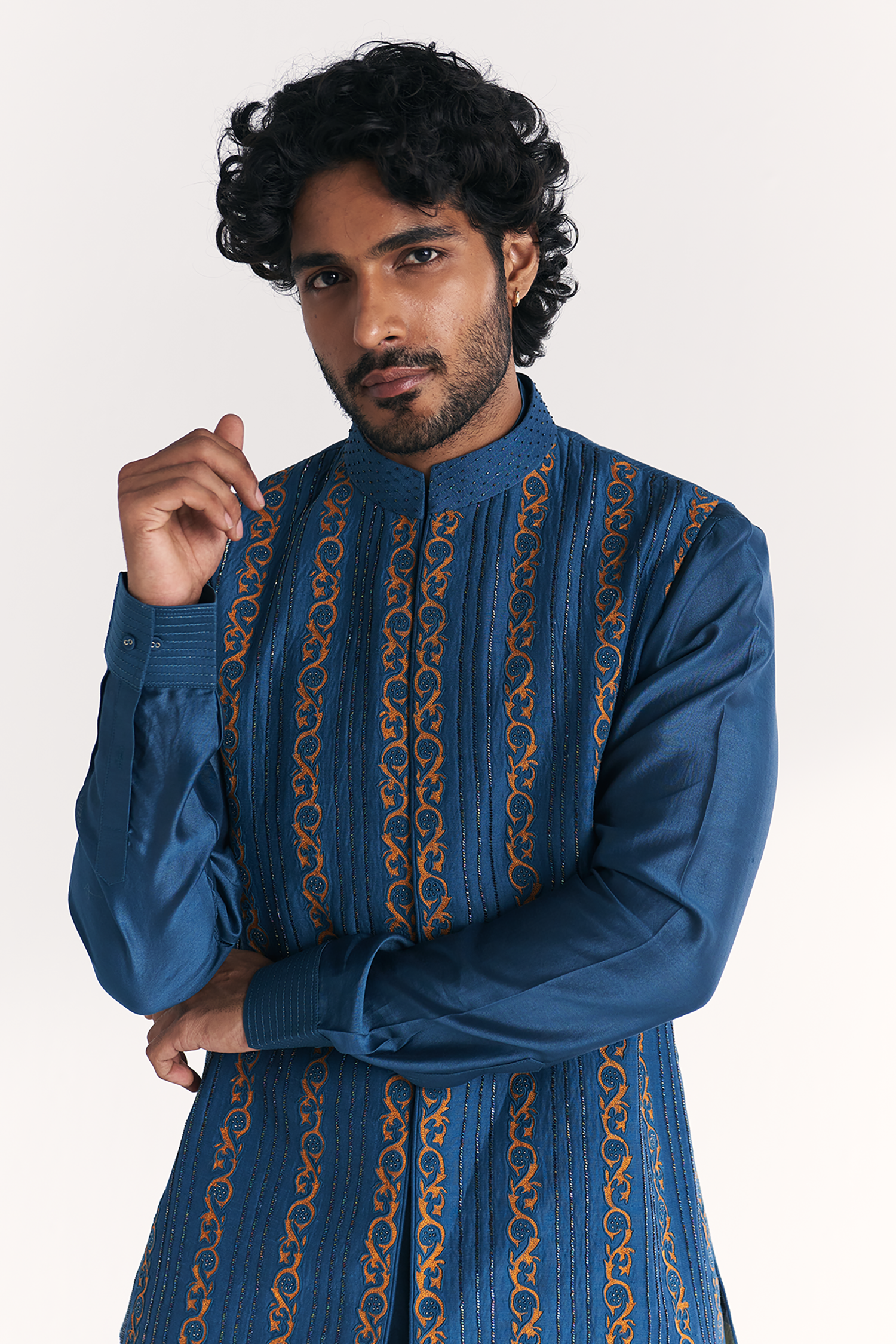 Shahid Blue Nehru Jacket Set