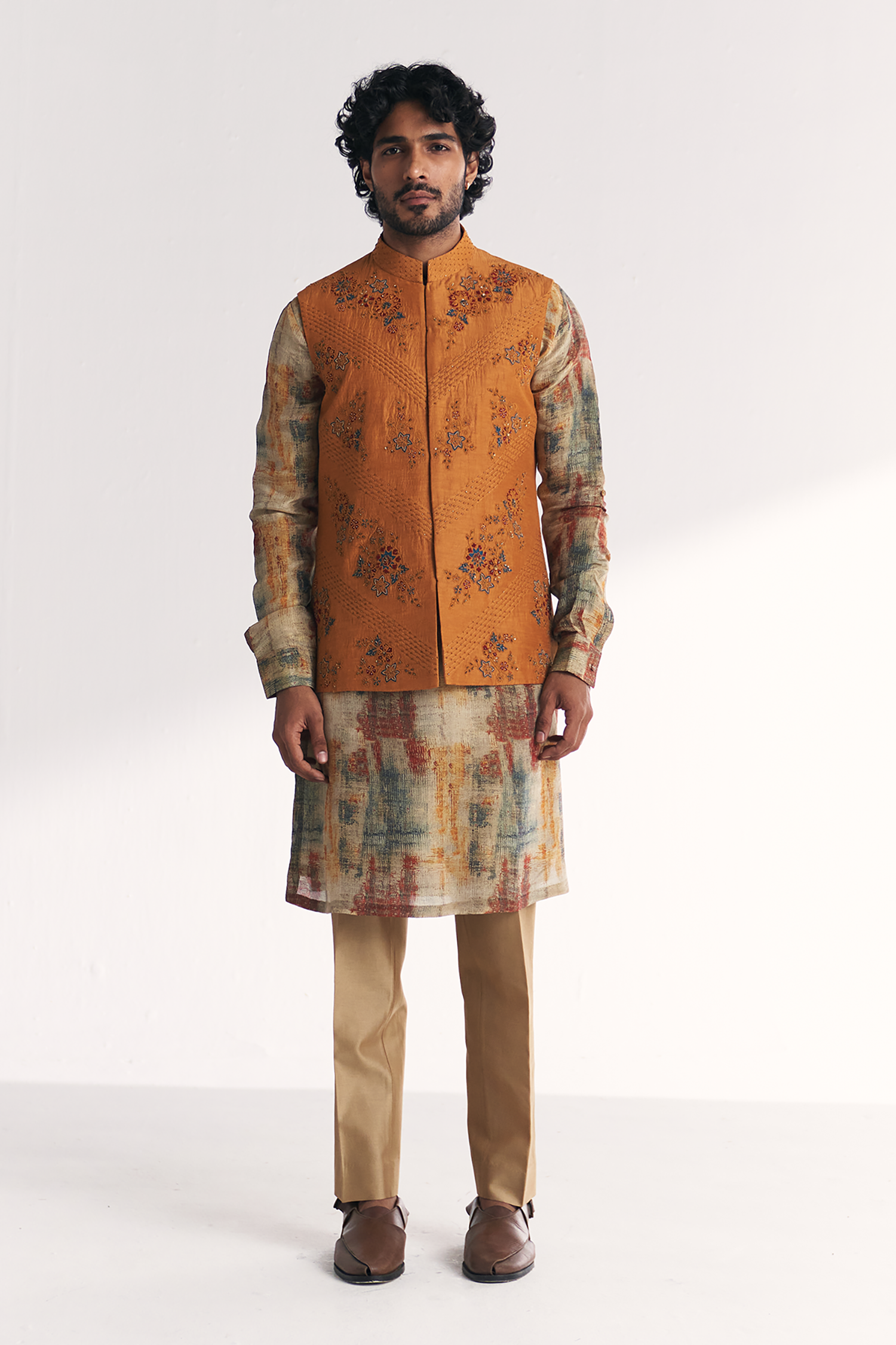 Janak Mustard Nehru Jacket Set