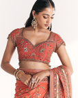 Jannat Tangerine Saree