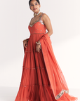 Safar Tangerine Anarkali