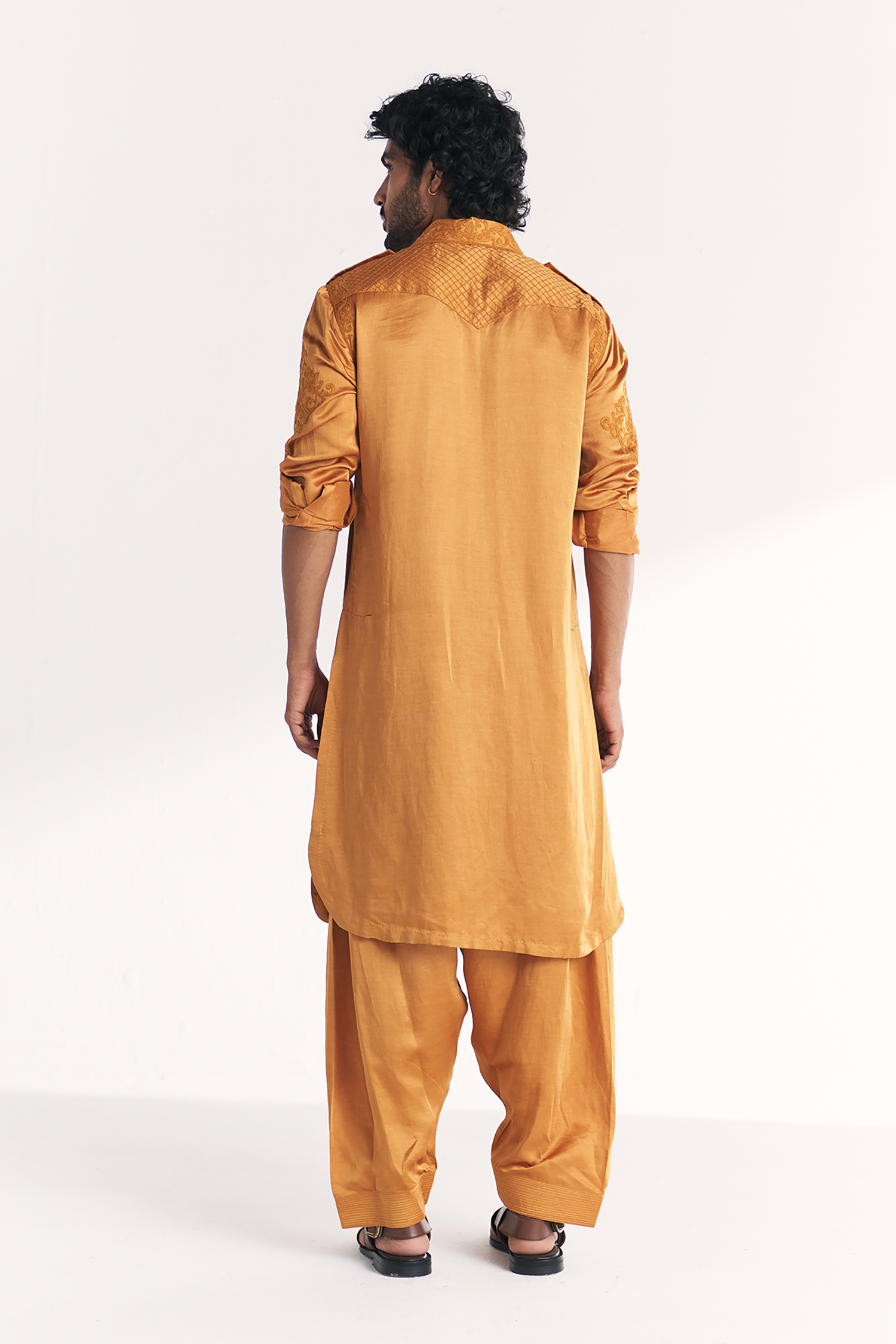 Nazir Mustard Pathani Kurta Set