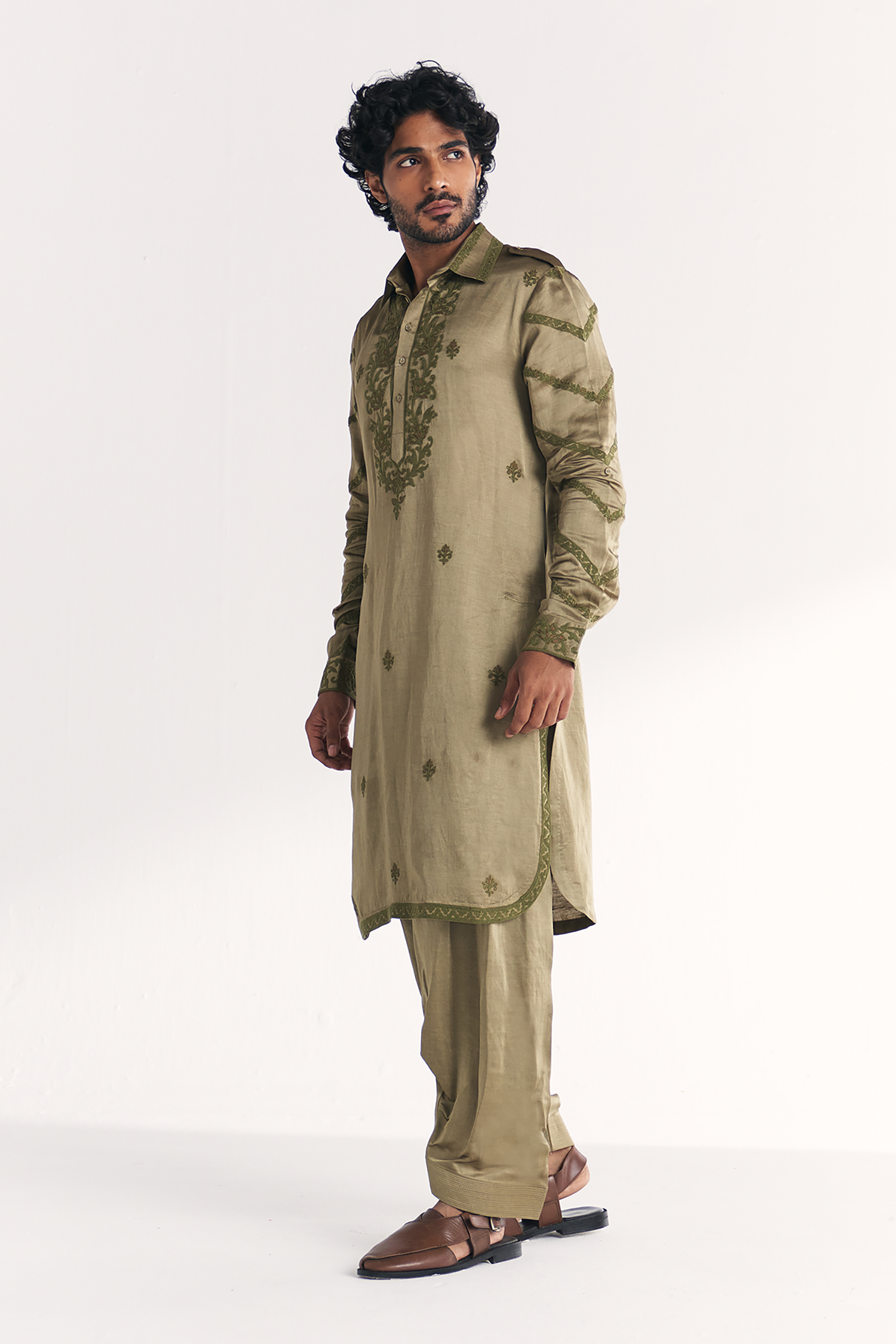Faris Green Pathani Kurta Set