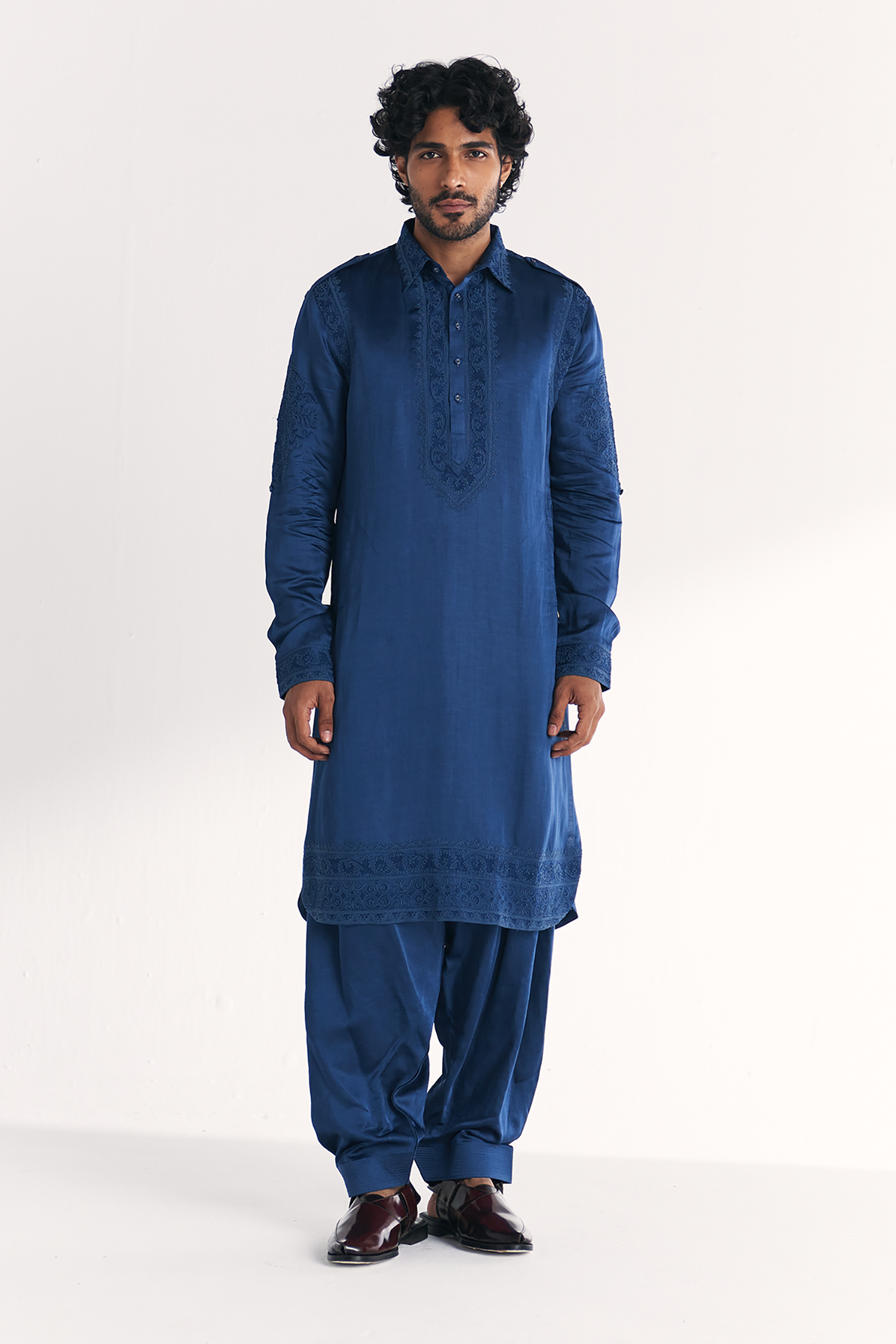 Jalal Blue Pathani Kurta Set