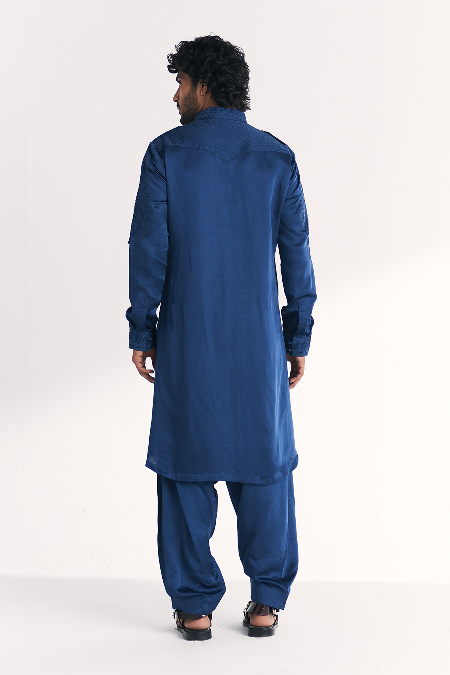 Jalal Blue Pathani Kurta Set