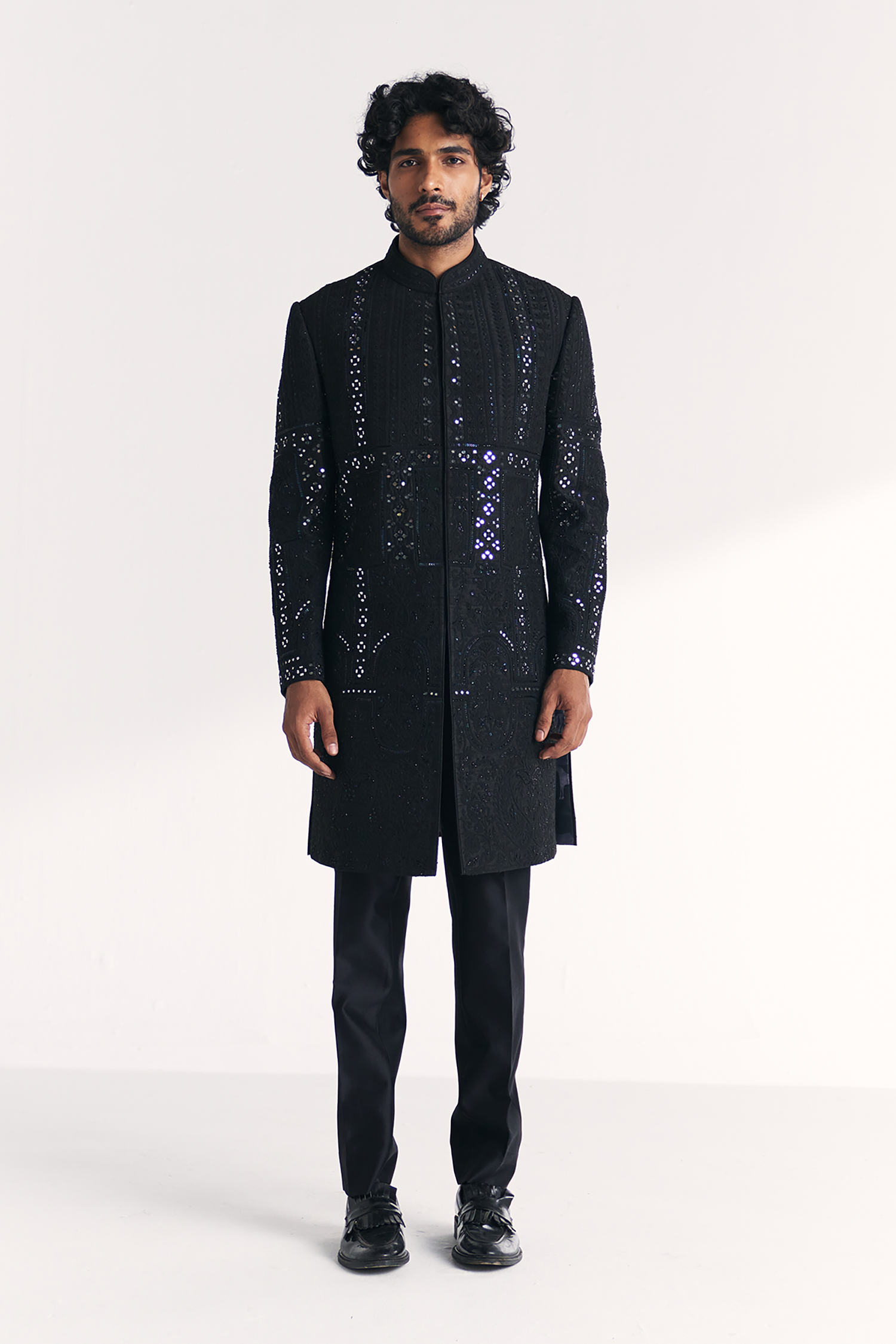 Kunj Black Achkan Set