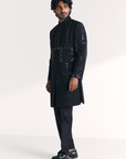 Kunj Black Achkan Set