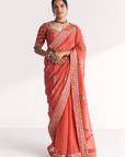 Rimjhim Tangerine Saree
