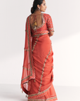 Rimjhim Tangerine Saree