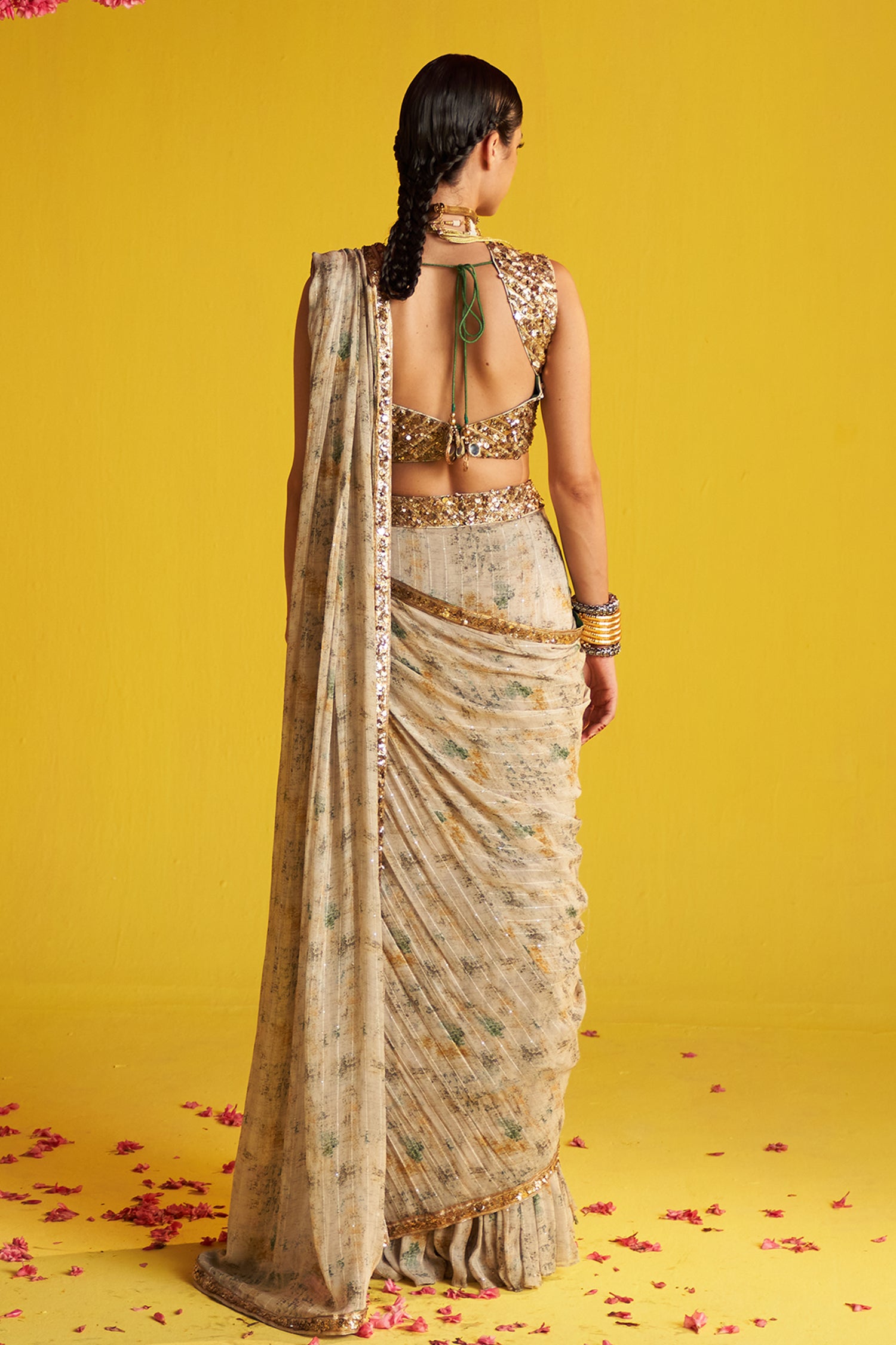 Sarina Green Saree Set