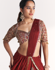 Naveli Maroon Pre-Stitched Saree
