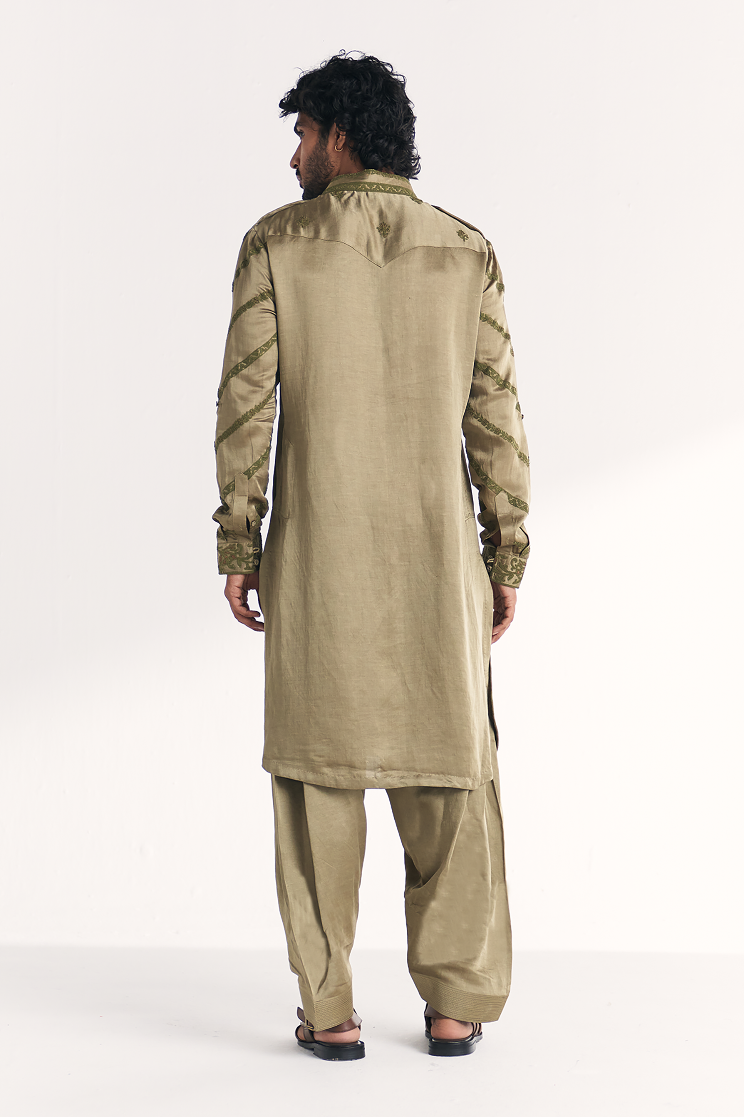 Faris Green Pathani Kurta Set