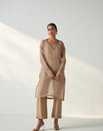 Pakhi Fawn Sheer Kurta Pant Set