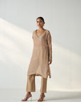 Pakhi Fawn Sheer Kurta Pant Set