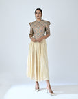 Ajrakh Embellished Gathered Dress