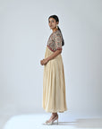 Ajrakh Embellished V Neck Gathered Dress
